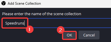 Click the Scene Collection menu item > New.