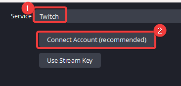 Select Twitch and the click the connect account button.